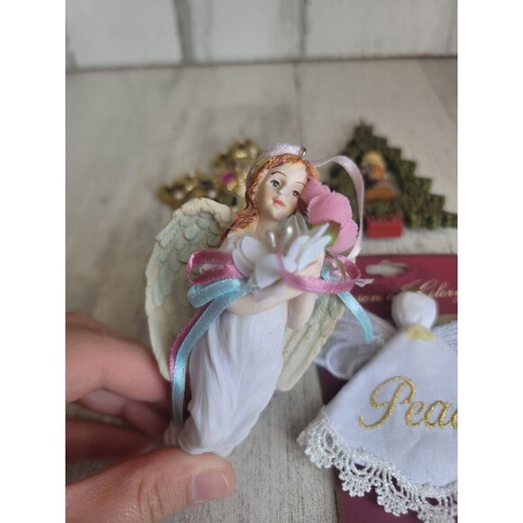 Religious cross angel cherub ornament Xmas set - Picture 6 of 11